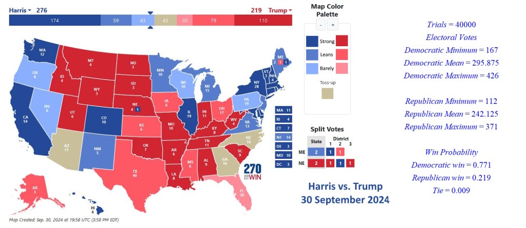 An Electoral Map showing results from our 30 September 2024 data.